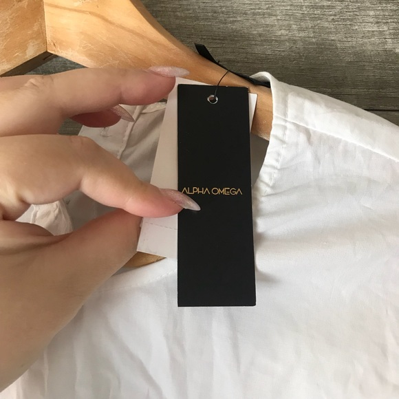 Alpha Omega Bow Sleeve tie top blouse - Picture 4 of 5